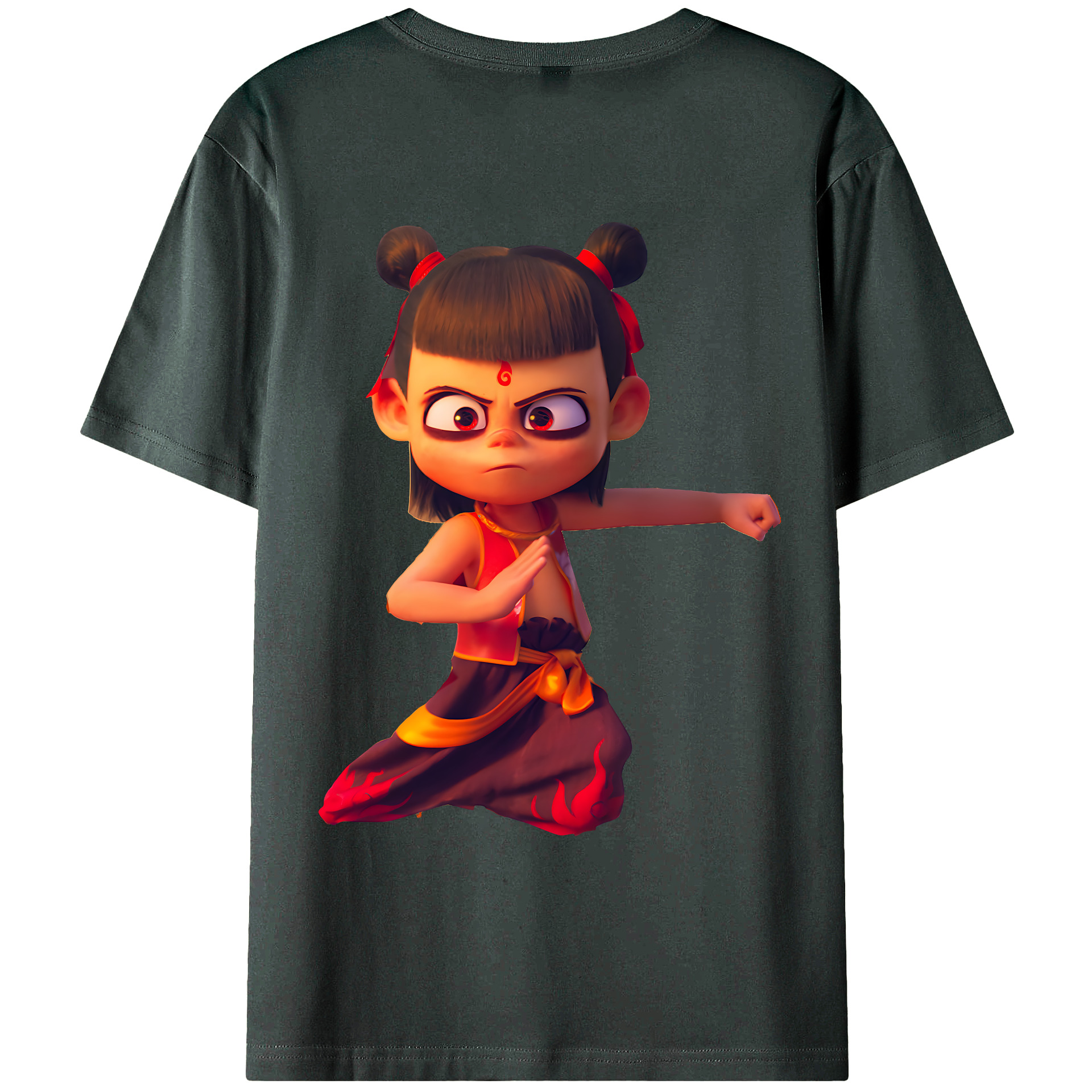 （画像用） Ne Zha 2 ナタ 魔童の大暴れ 綿100％ メンズ半袖Tシャツ（バックプリント） 通気性